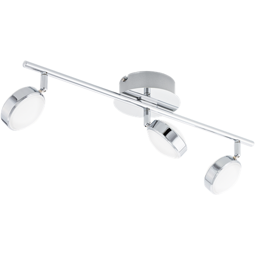 Salto LED spotlampe i Krom metal med skærm i satineret plastik, 3x5,4W LED, længde 56 cm, bredde 13 cm.